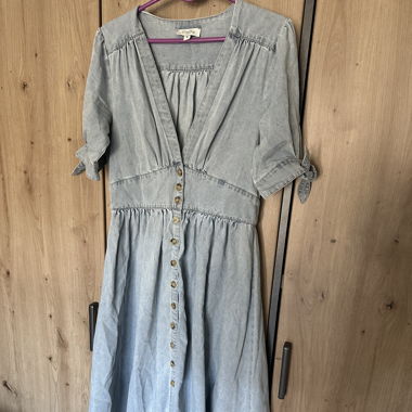 Blue denim midi dress