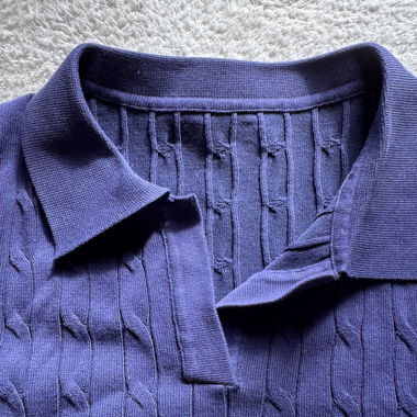 Blue knitted polo shirt