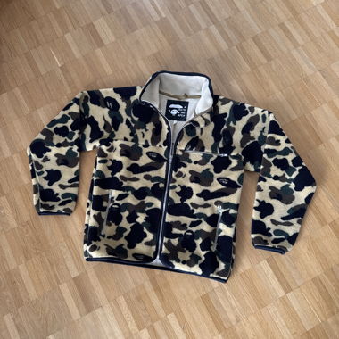 Vintage Bape Boa Fleece Jacket Yellow Camo