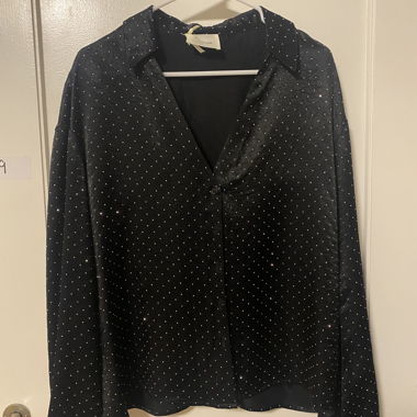 Bluse mit Glitzersteinen in schwarz