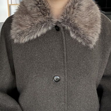Zara Mantel mit abnehmbarem Kunstfellkragen