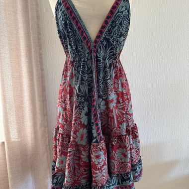 Open-back Silk Printed Dress