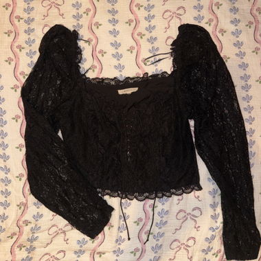 Dark Coquette Corsagenbluse aus schwarzer Spitze