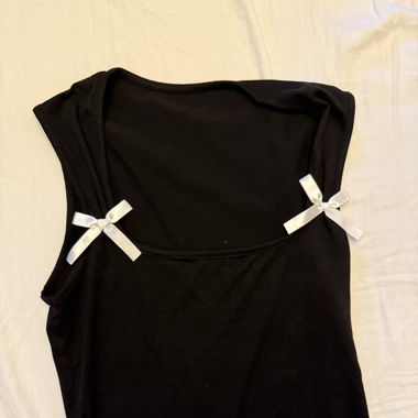 Black Crop Top with White bows