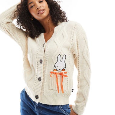 Daisy Street knitted cardigan with rabbit motif