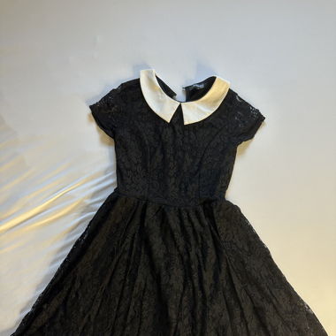 Black lace dress with white collar