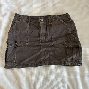 brown cargo mini skirt