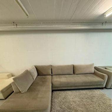 Beige Ecksofa L sofa BettSofa