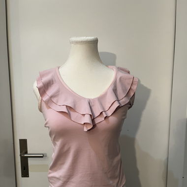 Pink Sleeveless Top with Ruffle Detail