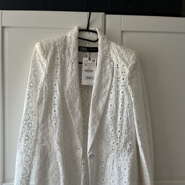 White Summer Blazer with Embroidery
