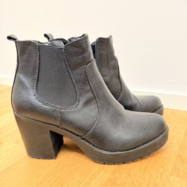 Black Ankle Boots with Block Heel