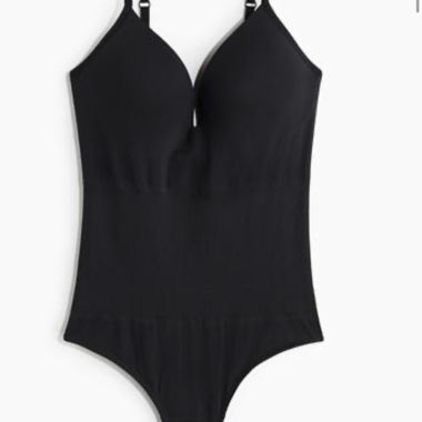 Black spaghetti-strap bodysuit