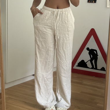 Linen cream pants