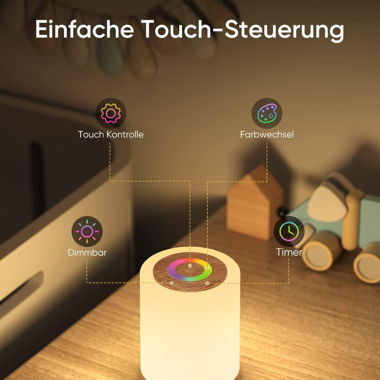 Nachttischlampe Touch Dimmbar mit 10 Farben