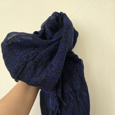 Blue & Black Leopard Print Scarf – Pieces