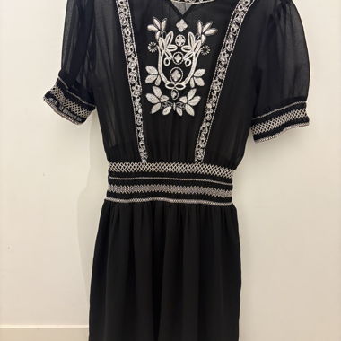 Abito nero ricamato ZARA taglia XS