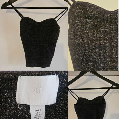 Top bustier nero con glitter