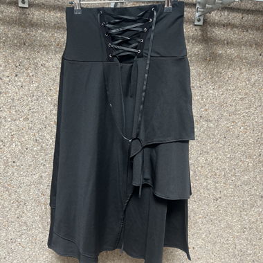 Black Asymmetrical Lace-Up Skirt