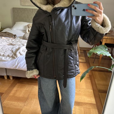 Giacca in shearling Wilsons Leather con cappuccio
