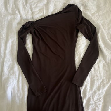Brown One-Shoulder Maxi Dress