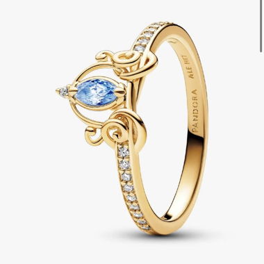 Cinderella Pandora Ring mit blauem Stein