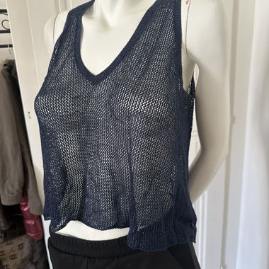 Lola Espeleta blue glitter mesh tank