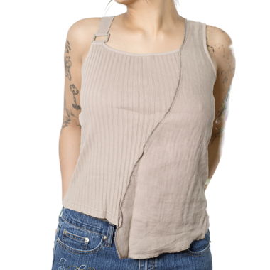 Beige Ribbed Tank Top Y2K