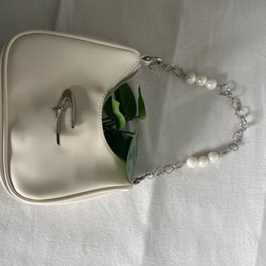 Beige Pearl Crossbody Bag