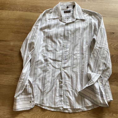 White Shirt with purple pattern