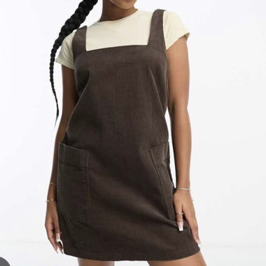 Brown cord dress with pockets 