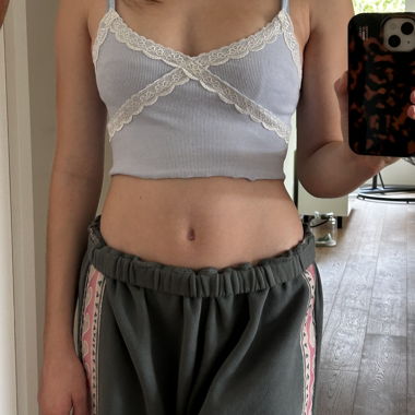 Ribbed Lace Crop Top