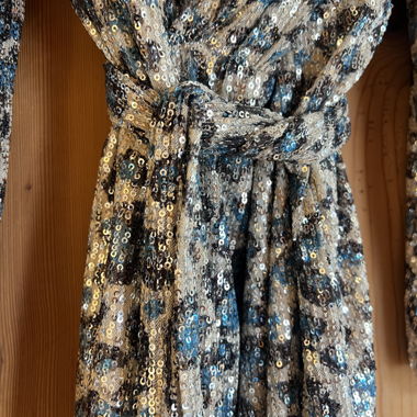 Sequin wrap dress with long sleeves