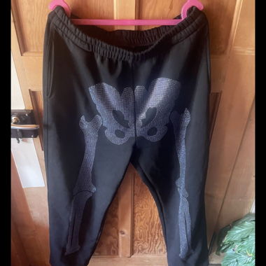 Skeleton tracksuit pants with glitter stones