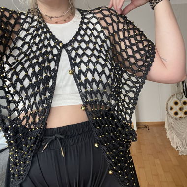 Haut en cardigan résille noir