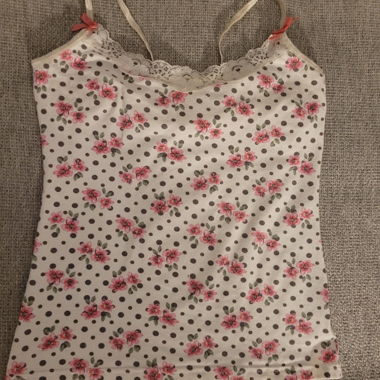 Vintage Camisole-Top aus floraler Spitze rosa und weiss