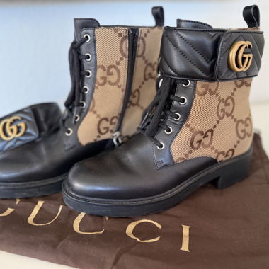 Stivali in pelle Gucci GG Canvas Gr. 38.5