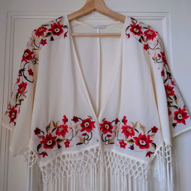 Kimono brodé crème
