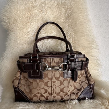 Sac satchel Coach brown monogram horsebit