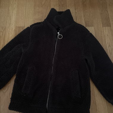 Schwarze Teddy-Fleecejacke