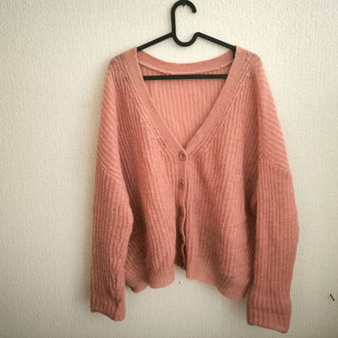 comfy pink cardigan cottagecore