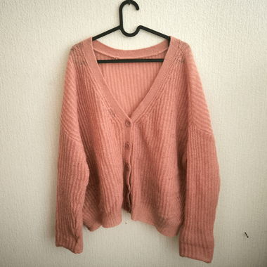 comfy pink cardigan cottagecore
