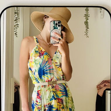 Robe longue été fleur avec ceinture 
