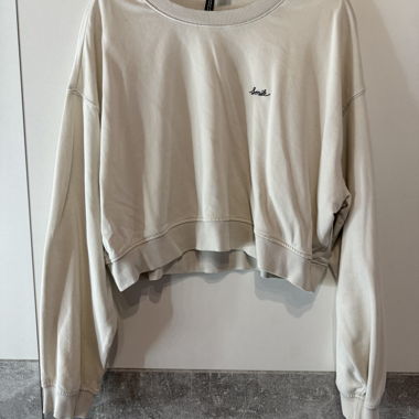 Cropped Sweatshirt mit Smile-Stickerei