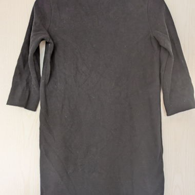 Black sweater dress with stand-up collar