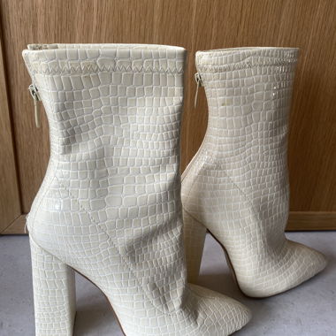 Crocodile-Effect Ankle Boot with Heel