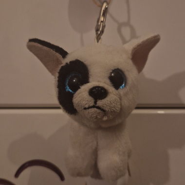 White and black dog keychain TY Beanie Boo
