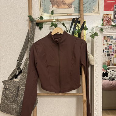 Giacca corta marrone con zip SPORTY CIDER