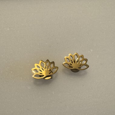 Gold‑plated Lotus Stud Earrings