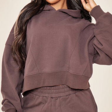 Brauner Cropped-Hoodie