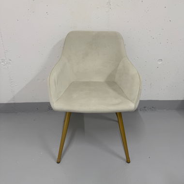 8 Beige Samtstühle mit goldigen Beinen